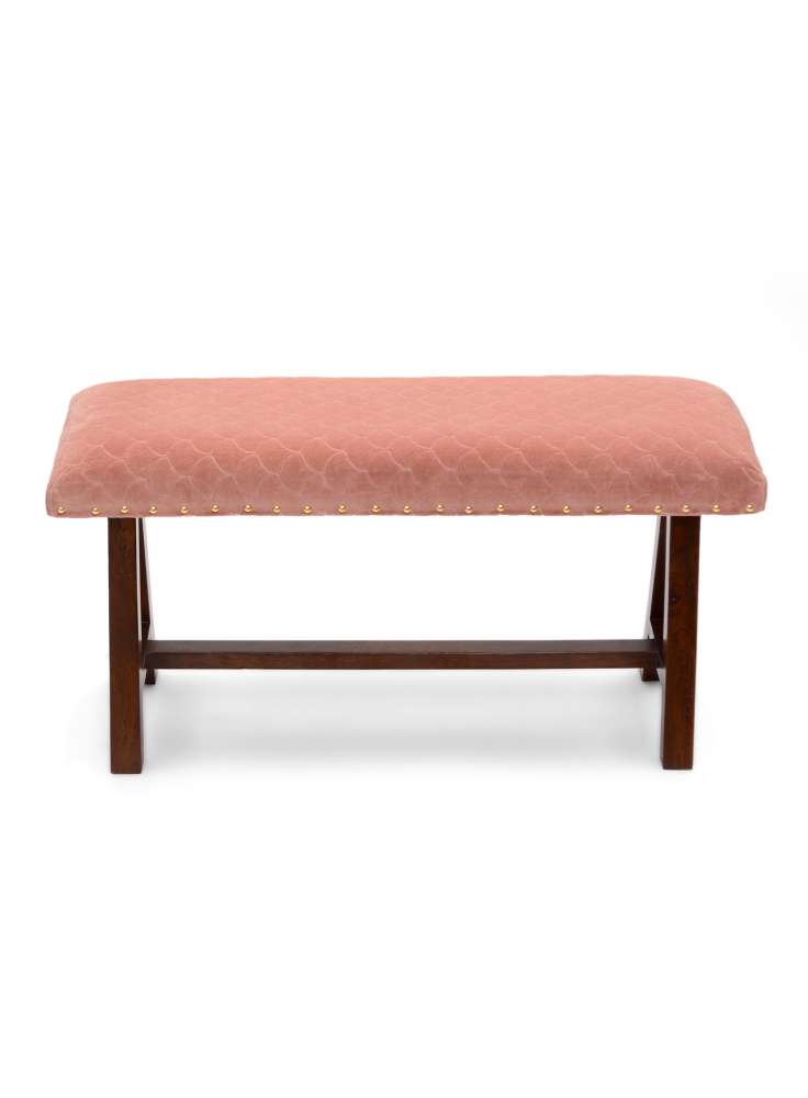 Velvet Upholstered Wooden  Bench