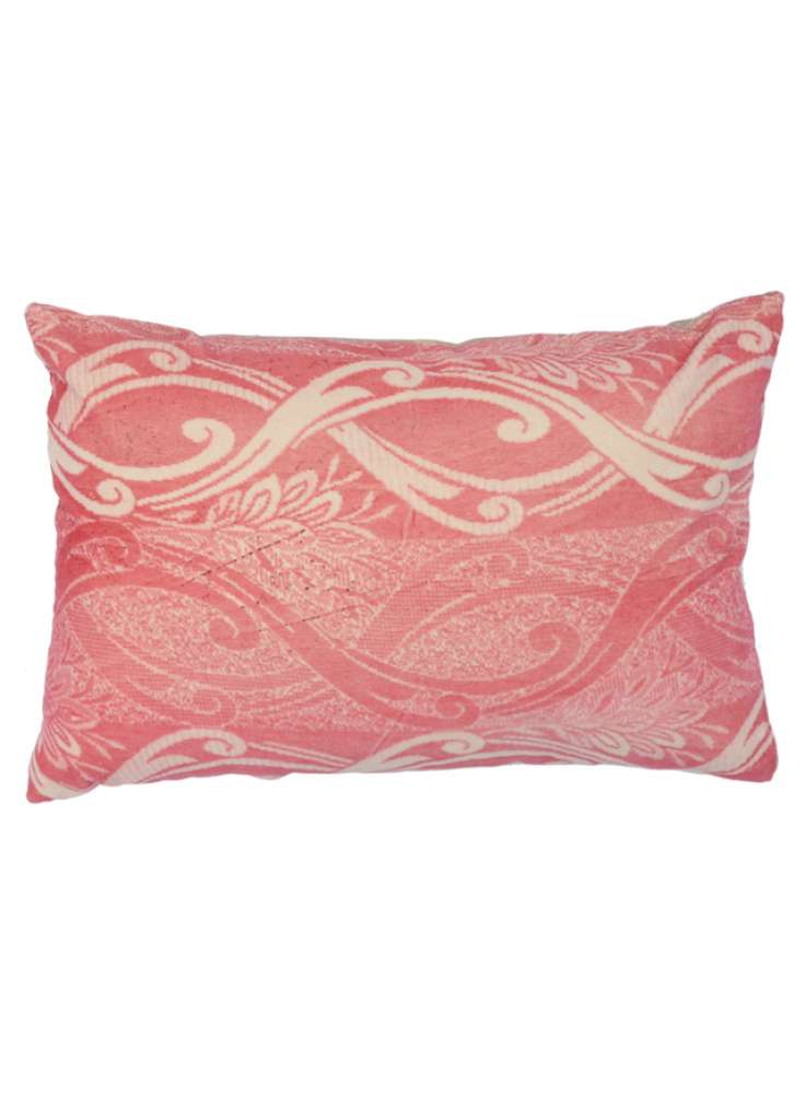 Pink White Floral Print Decorative Velvet Pillow Cover