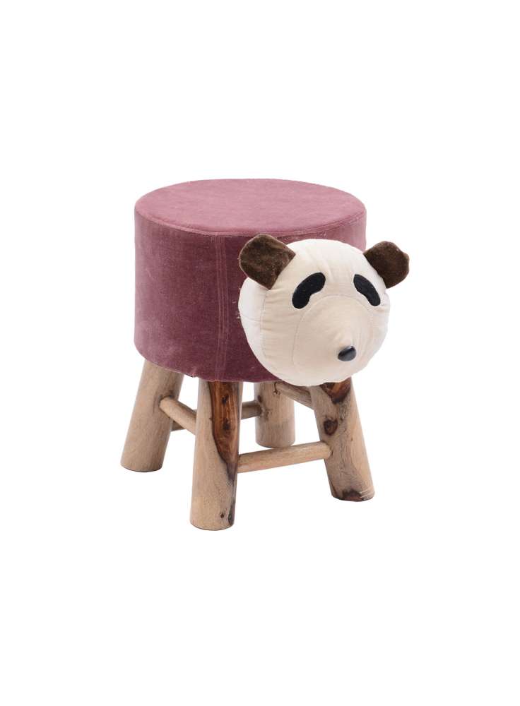 Kid room animal face upholstered stool