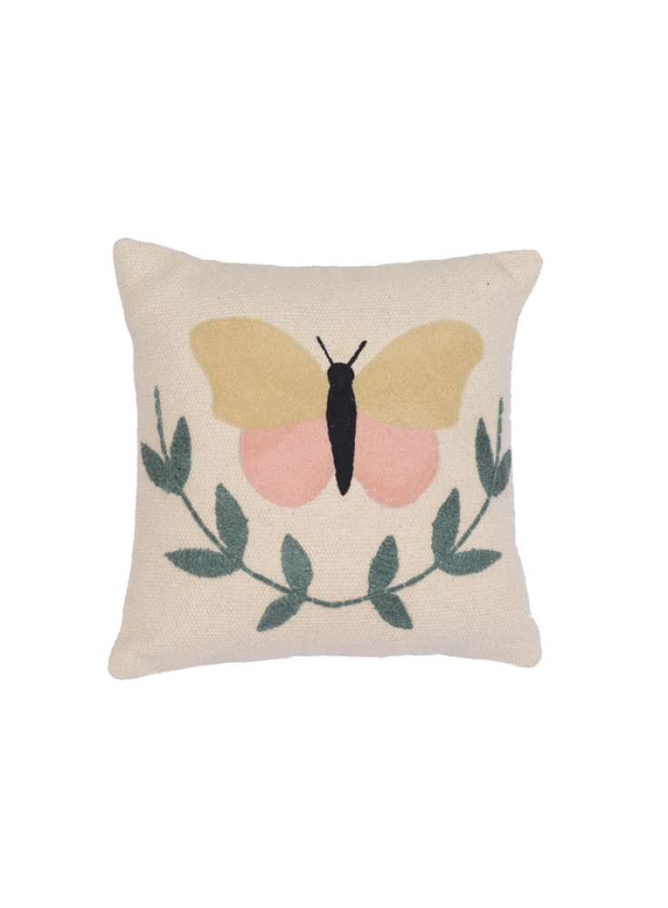 Floral Design Cotton Embroidered Pillow Cushion Cover