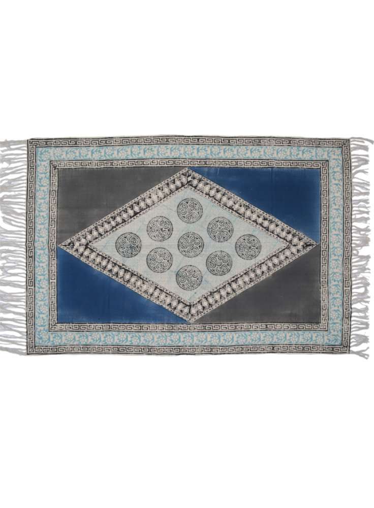 Diamond pattern printed cotton rug indian dhurrie carpets