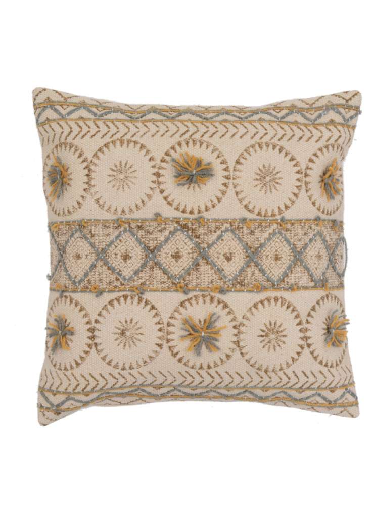 Geometric Pattern Embroidered Cushion Cover