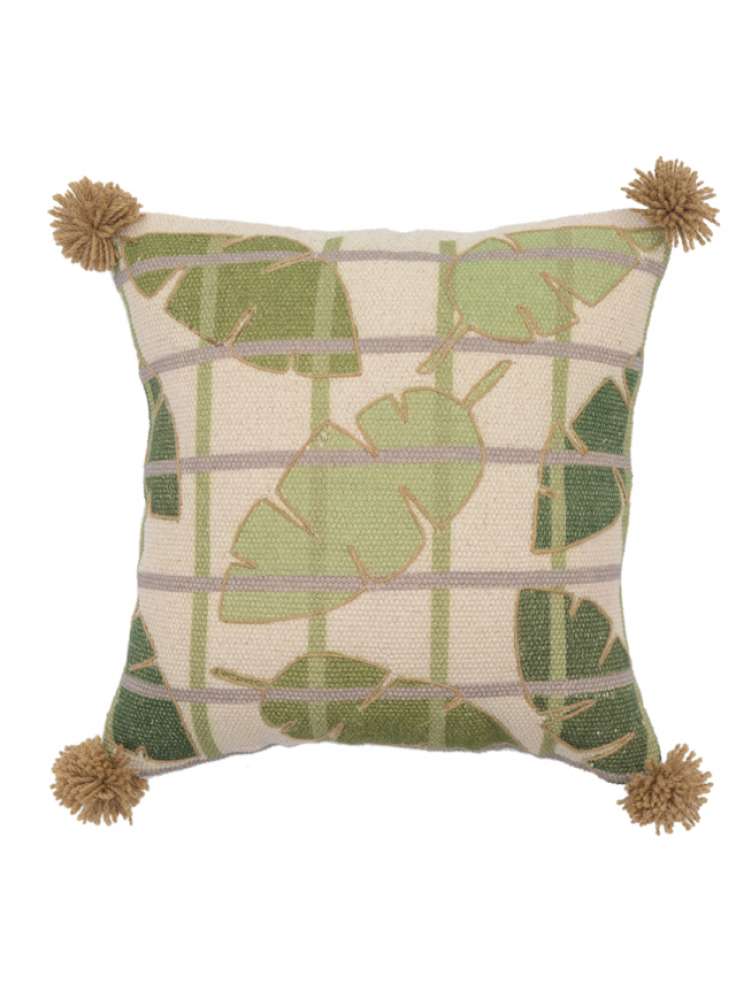 Leaf Design Tussel Cushion Cover