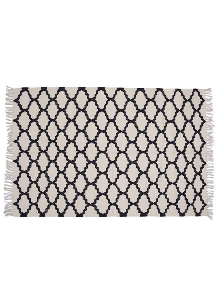 Black Cotton Woven Dhurrie Rug