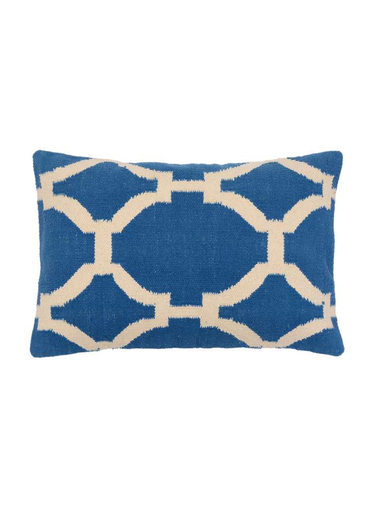 Blue Woven Cotton Cushion cover