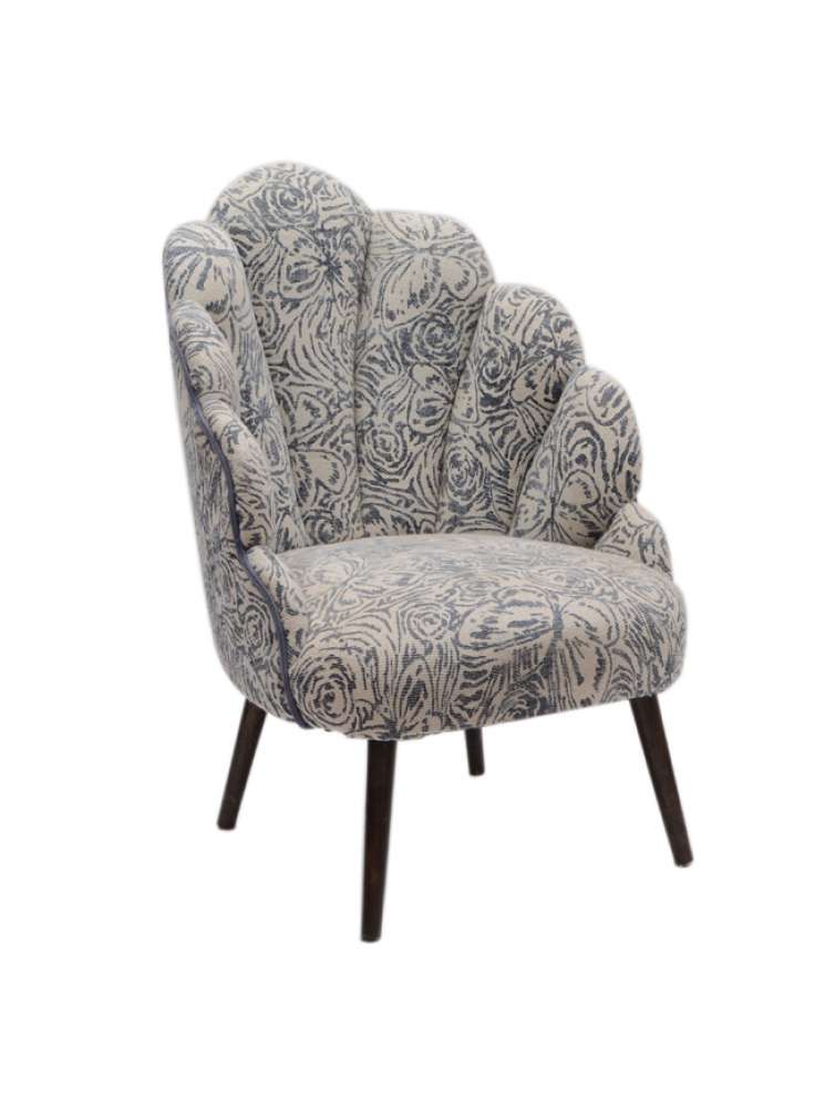 Cotton Printed Rug Upholstered Wooden Accent Chair