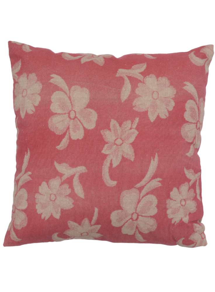 Pink Floral Designer Cotton Cushion Cover