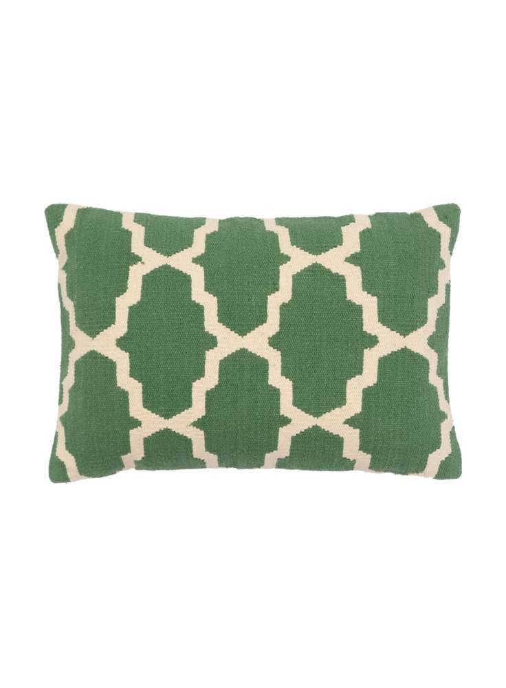 Green Woven Cotton Cushion Cover