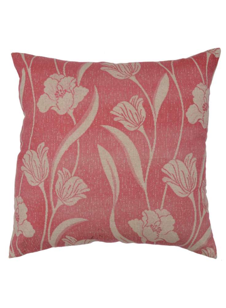 Pink White Floral Print Elegant Velvet Cushion Cover