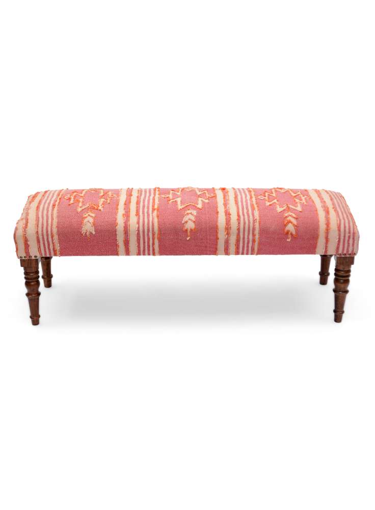 Fabric Upholstered Wooden Bench For Living Room