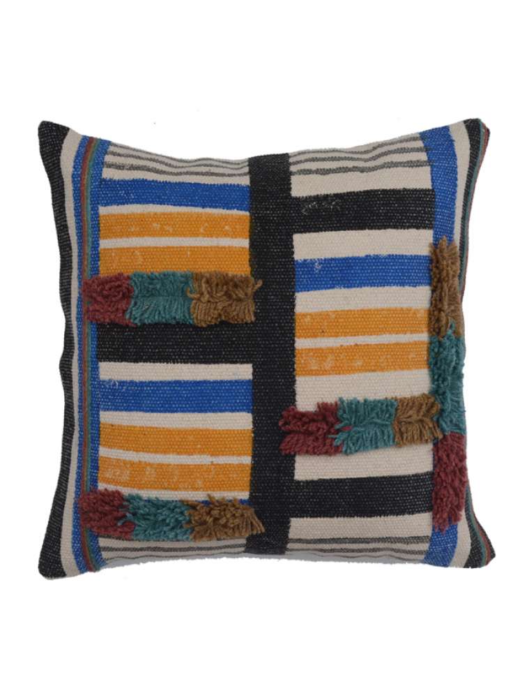 Tufted Cotton Embroidred Cushion Cover