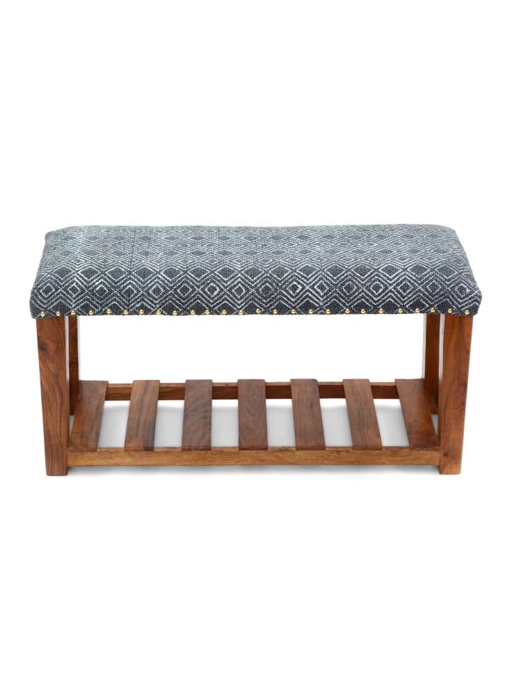 Cotton Printed Upholstery Shoe Rack Bench