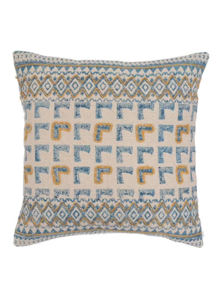 Embroidered Printed Accent Cotton Cushion Cover