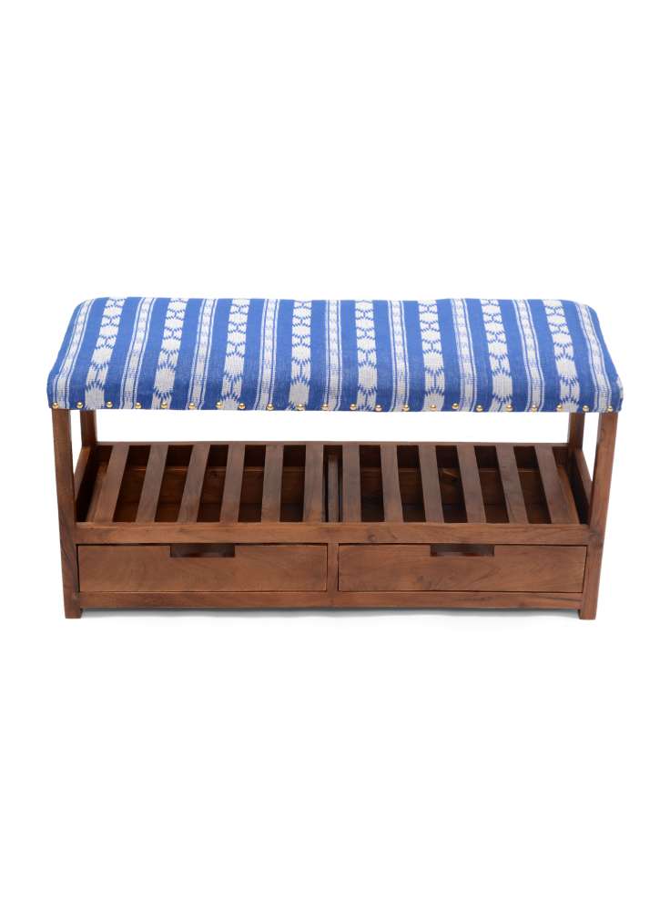 Wooden Storage Bench With Two Drawers