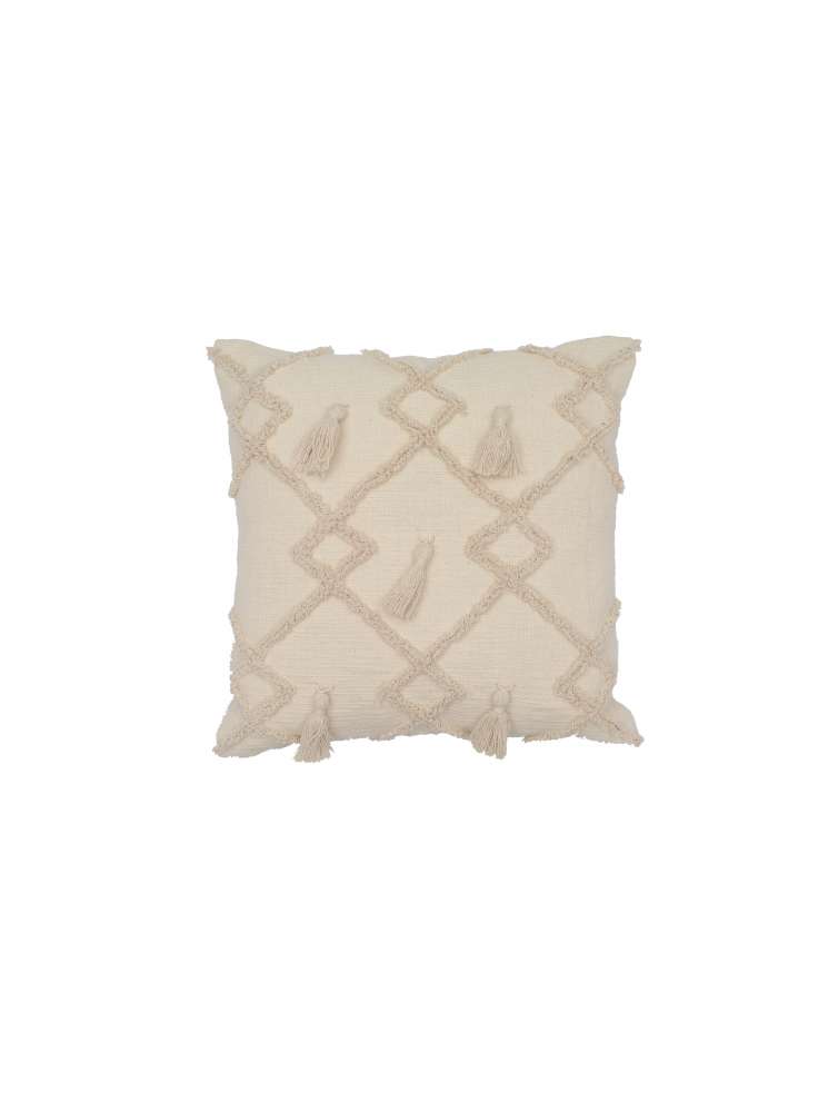 Cotton throw pillow with tassel