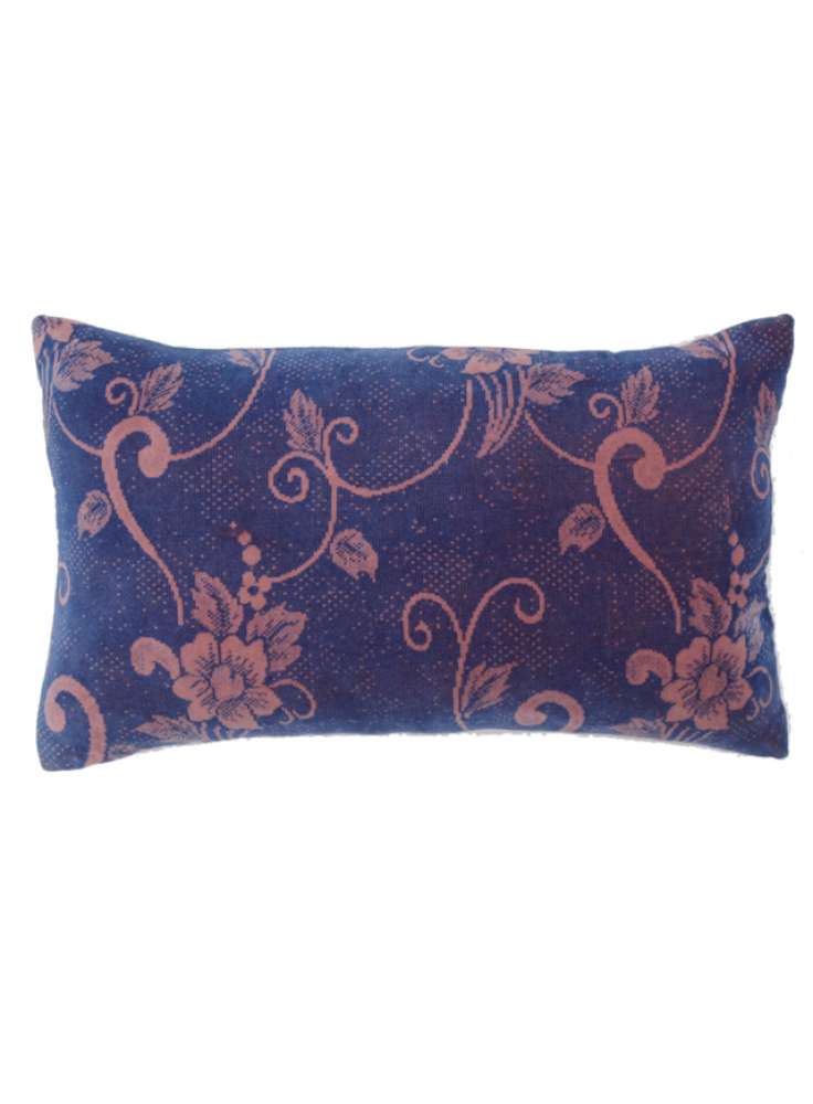 Floral Print Blue Luxe Velvet Pillow Cover