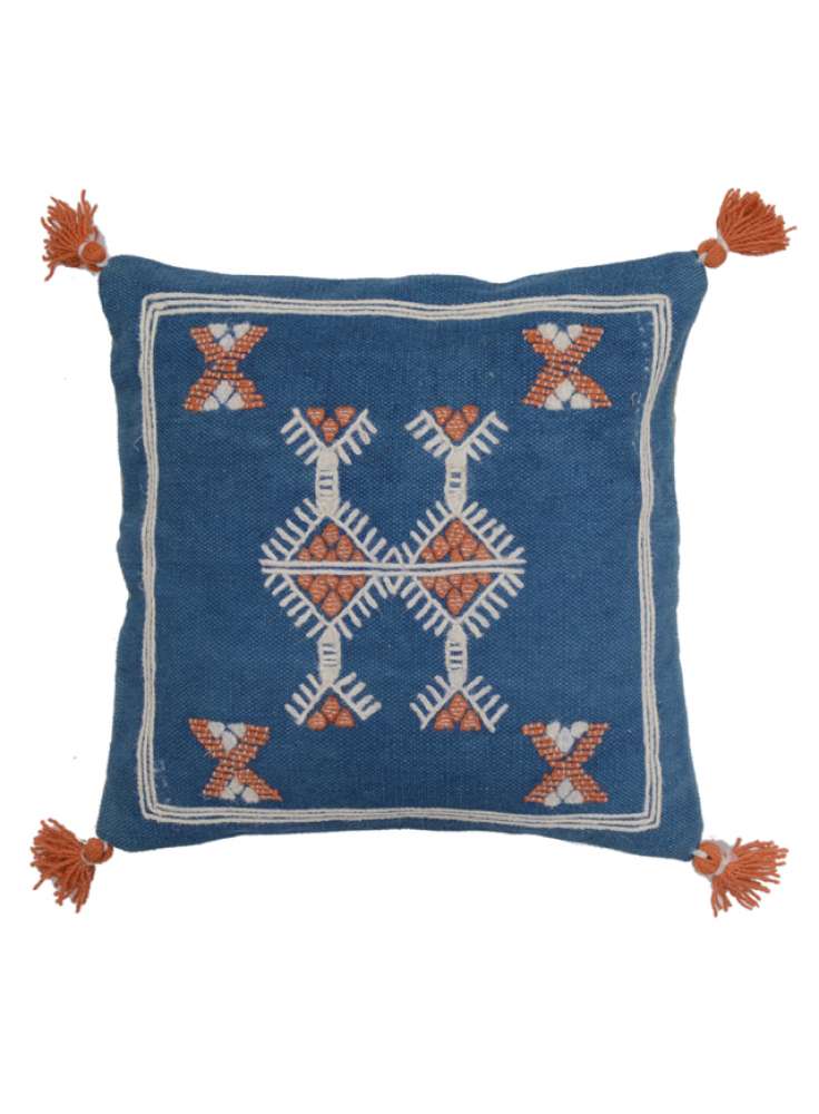 Kilim Embroidered Cotton Cushion Cover With Tassel