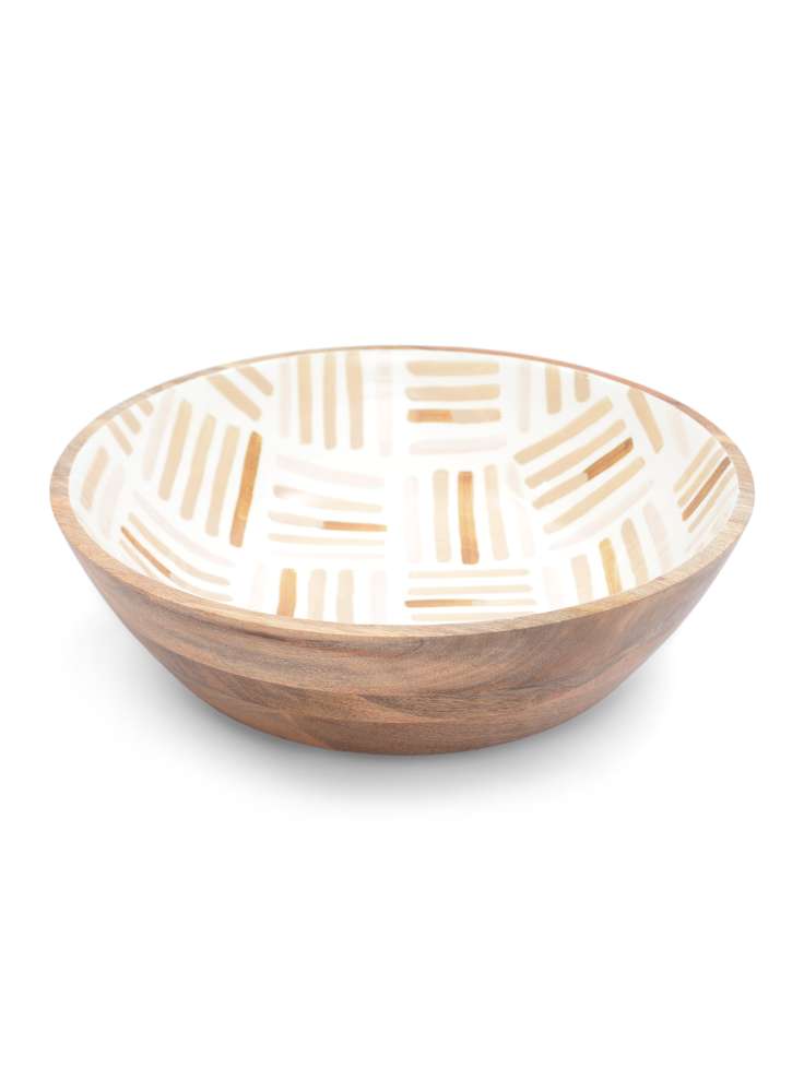Enamel Wooden Serving Bowl
