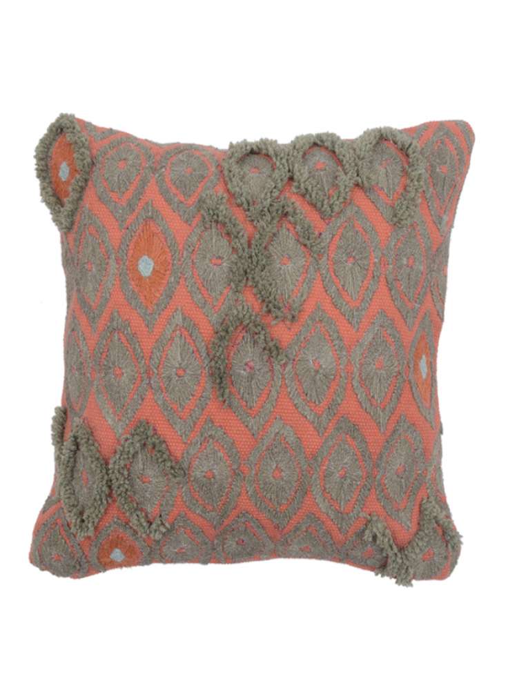 Decorative Diamond Pattern Embroidered Cushion Cover