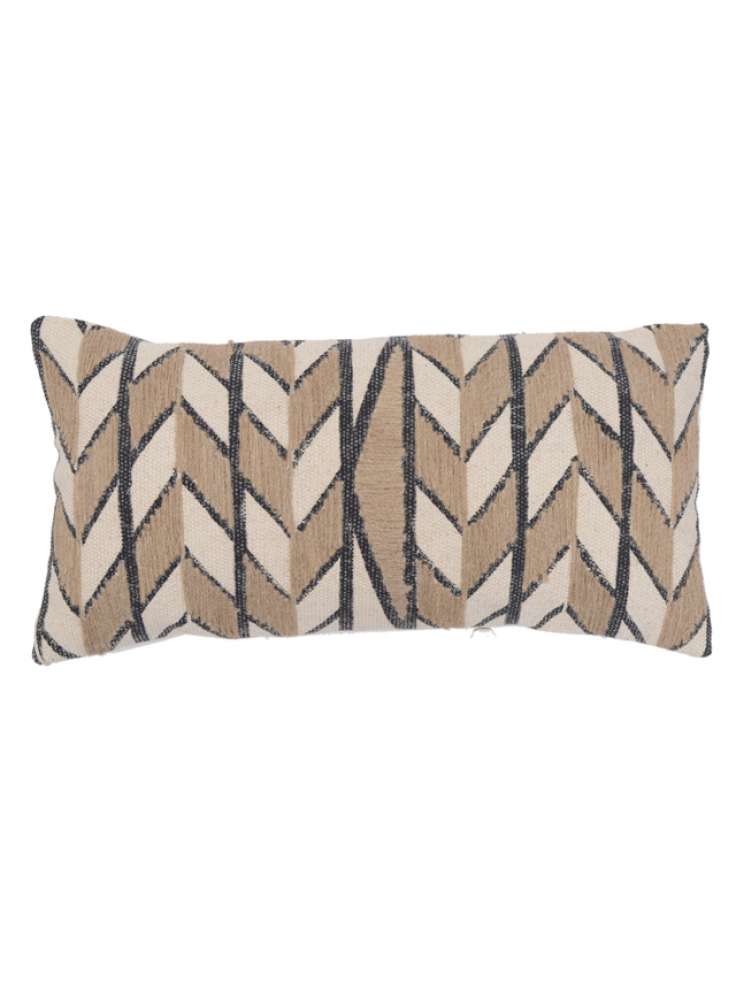 Zigzag and stripe pattern embroidered cotton pillow cover
