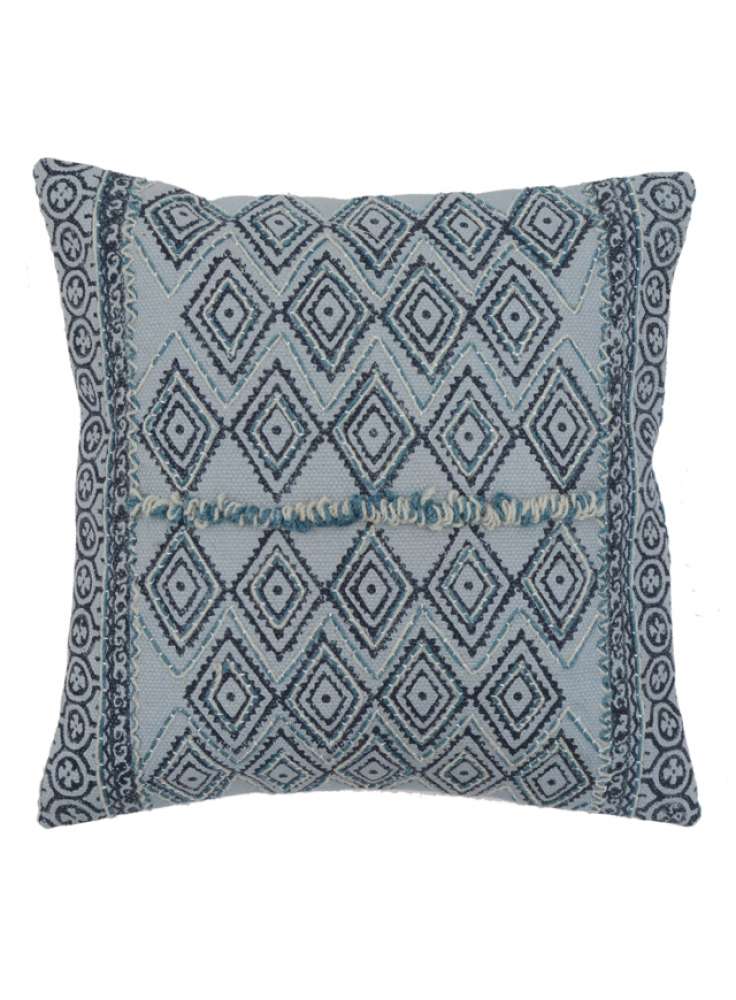 Embroidered Diamond Pattern Cotton Cushion Cover