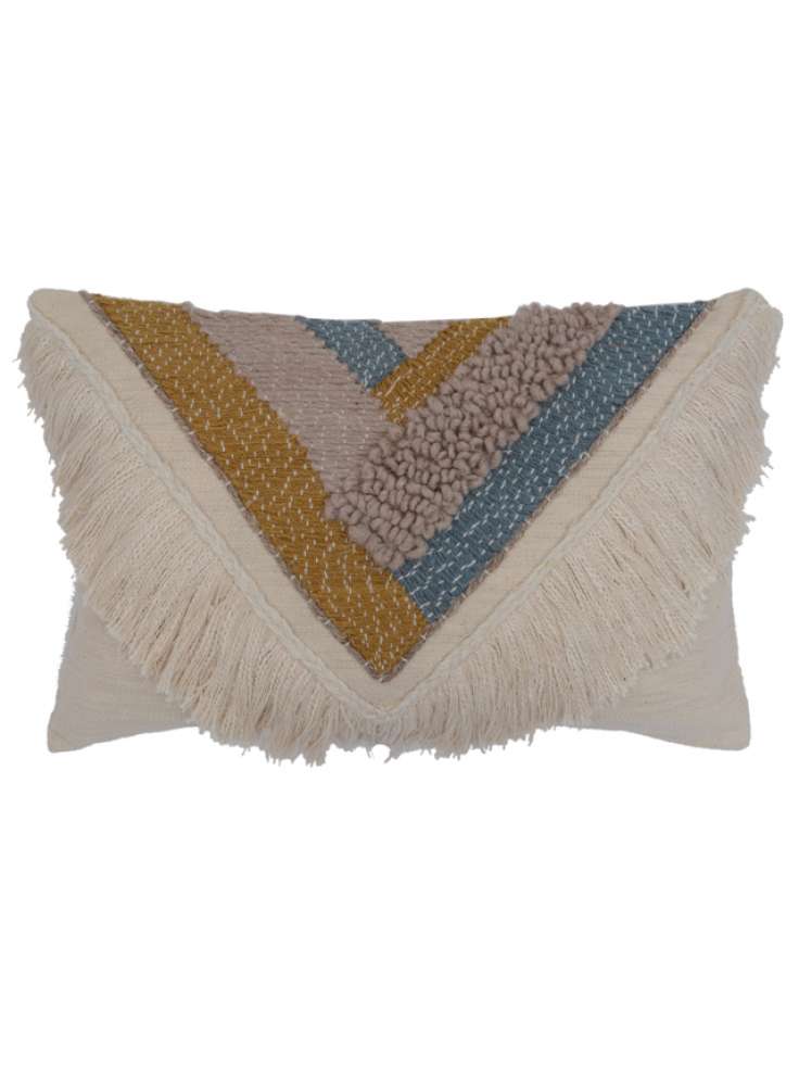 Slub yarn embroidered pillow cover