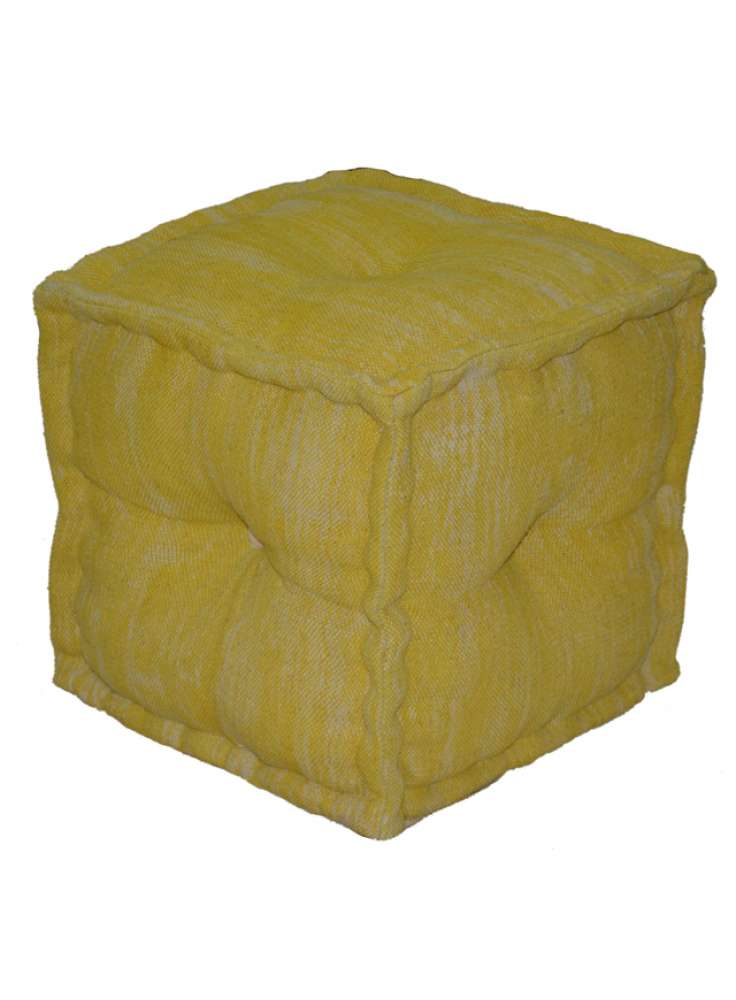 Modern Yellow Indoor Cube Pouf