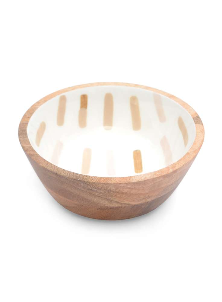 Enamel Wooden Serving Bowl