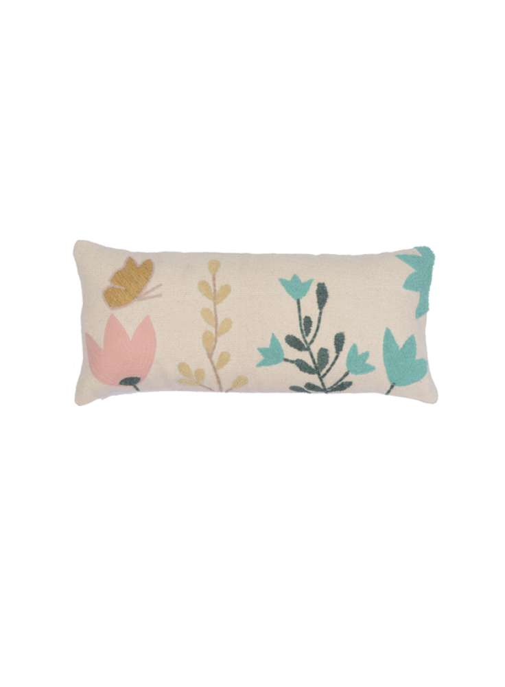 Floral Design Cotton Embroidered Pillow Cushion Cover