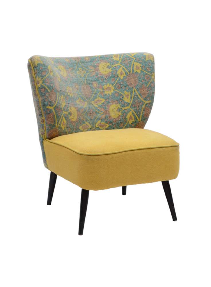 Cotton Printed Rug Upholstered Wooden Chair