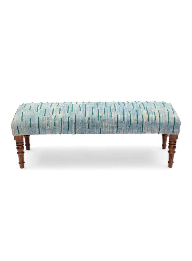 Printed Upholstered Wooden Bench