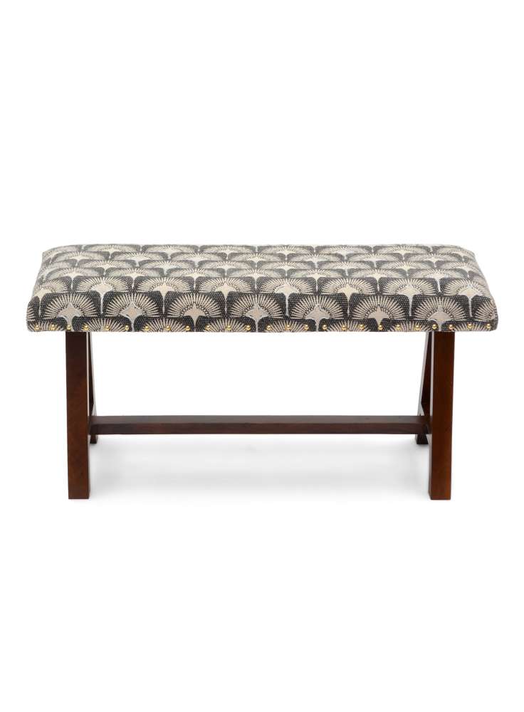 Multi Color Cotton Upholstered Wooden  Bench