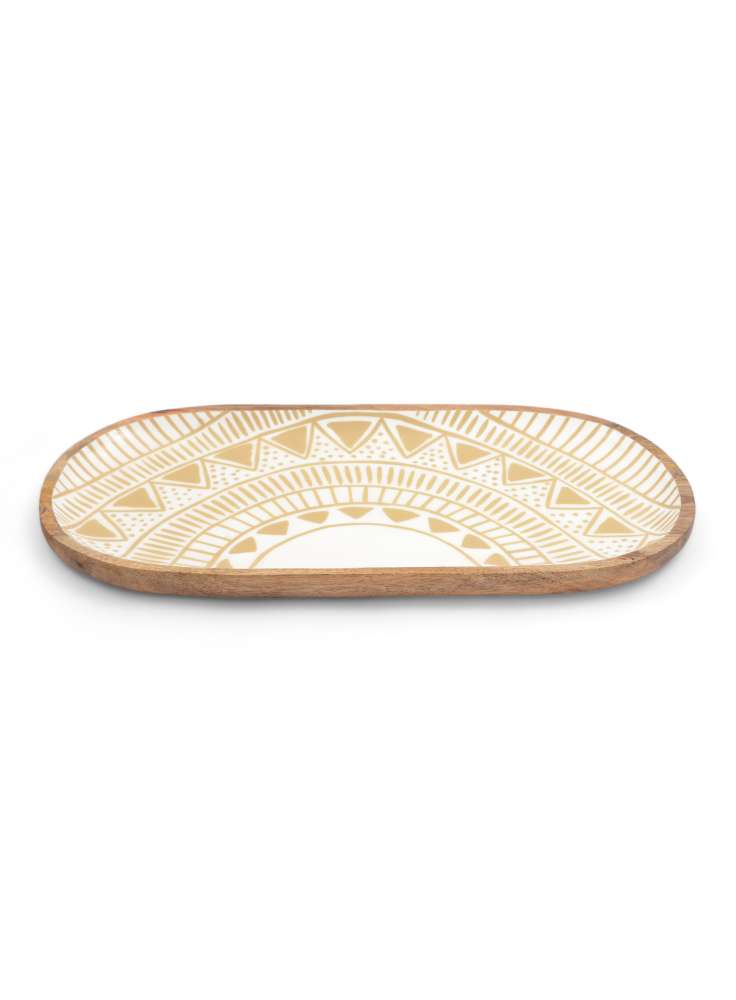 Enamel Wooden Serving Platter