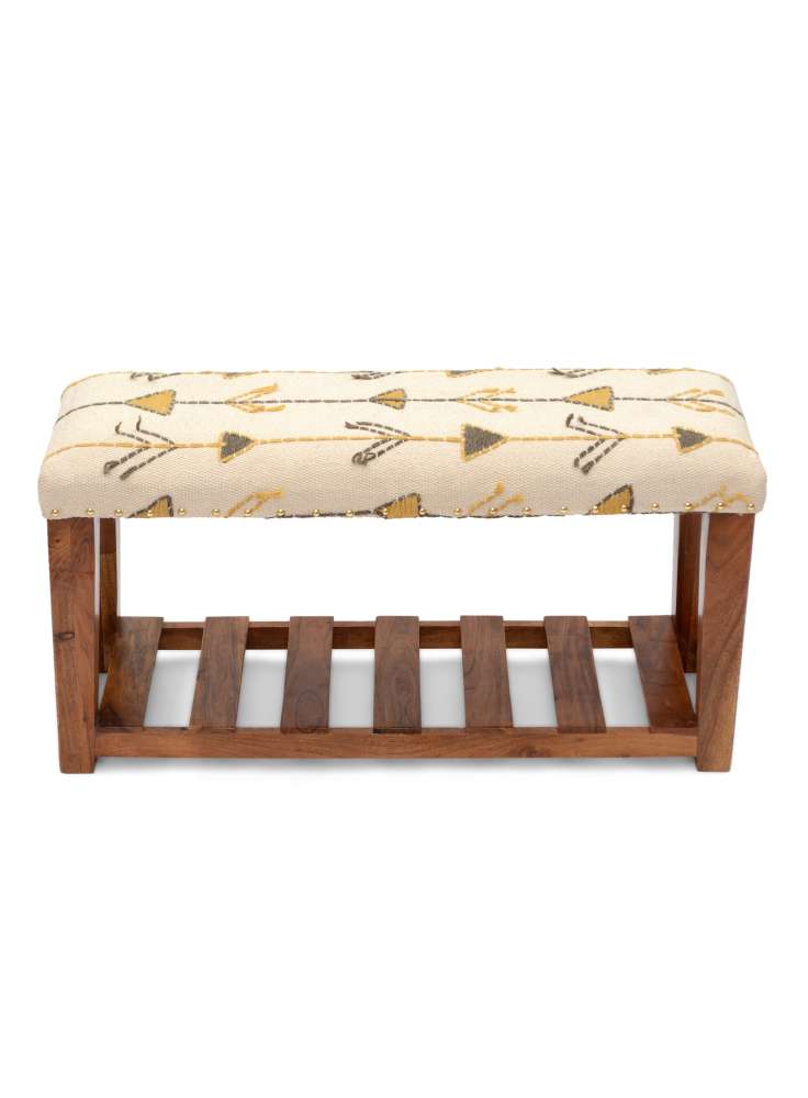 Cotton Printed Upholstery Shoe Rack Bench