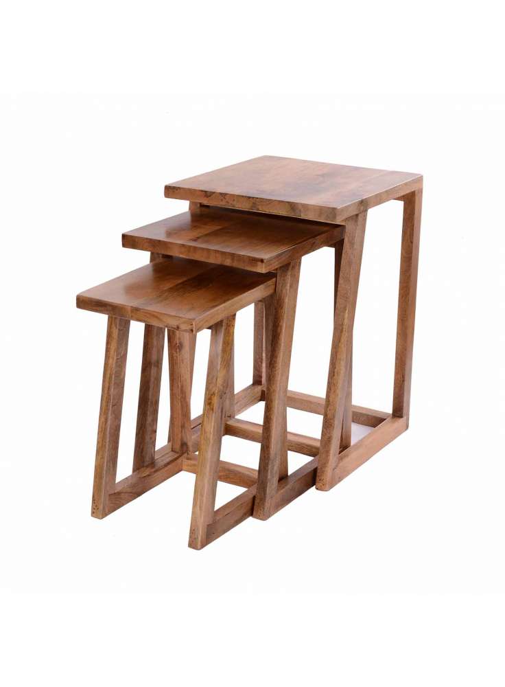 Set of 3 Wooden Stool Table