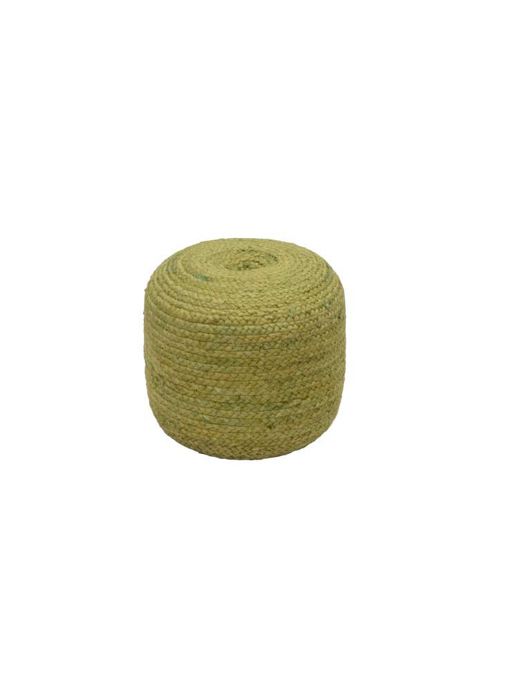 Green Dyed Jute Braided Pouf