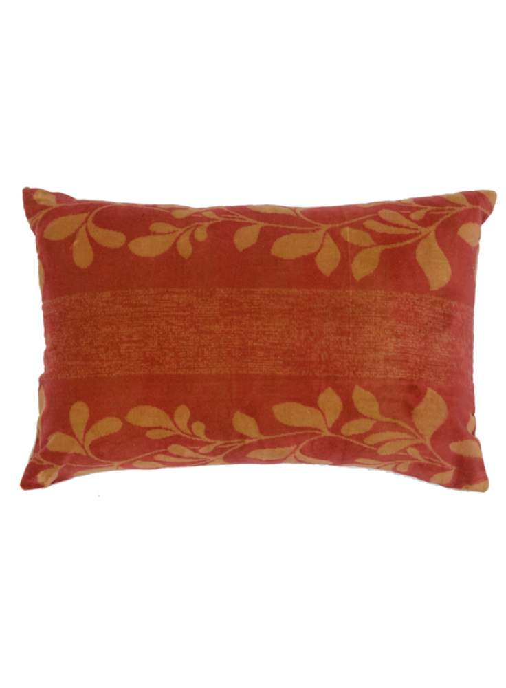 Floral Print Red Yellow Velvet Pillow Cover
