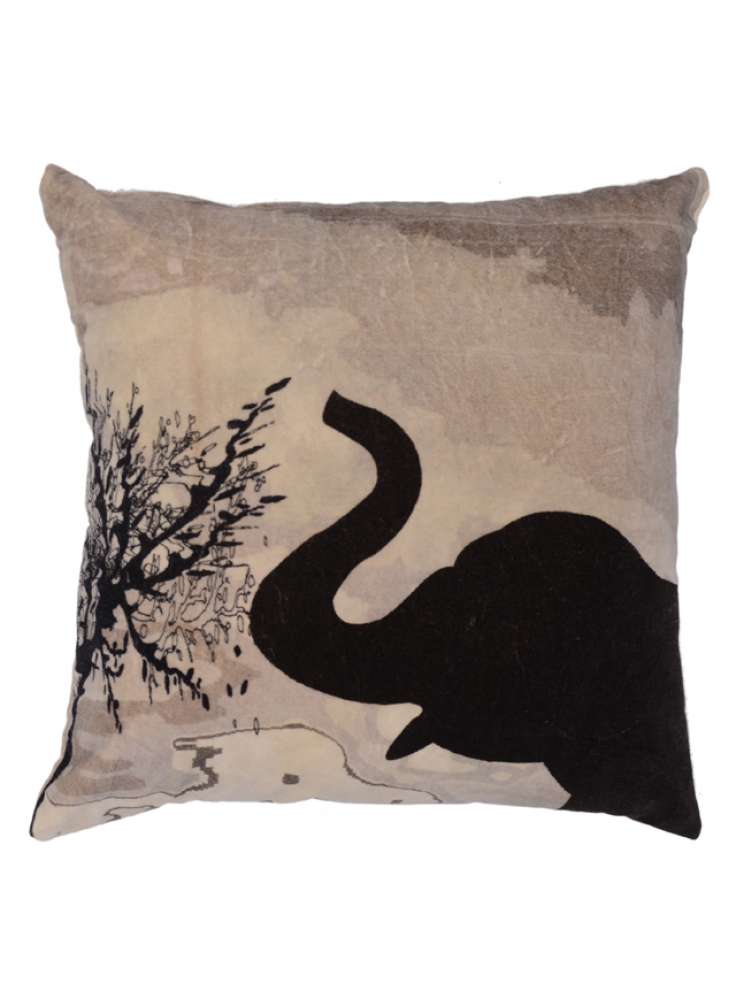 Elephant Print Velvet Cushion Cover