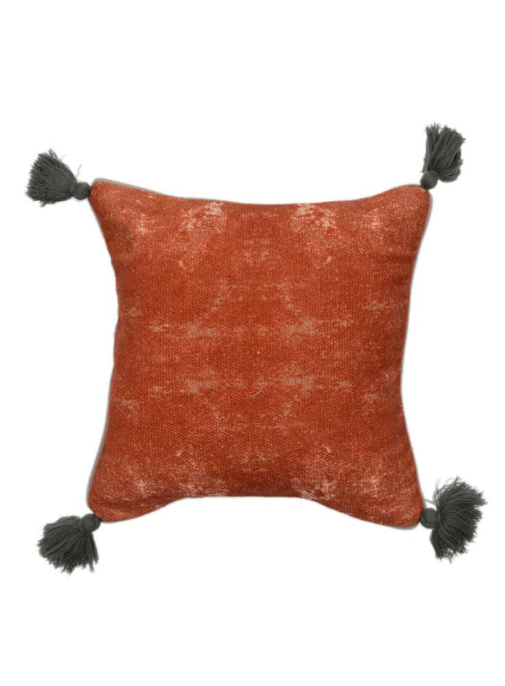Cotton Plain Handmade Cushion Cover With Tassels